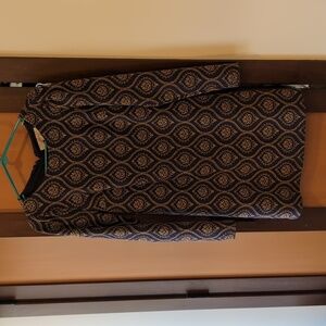LOFT Navy and Gold Patterned Dress